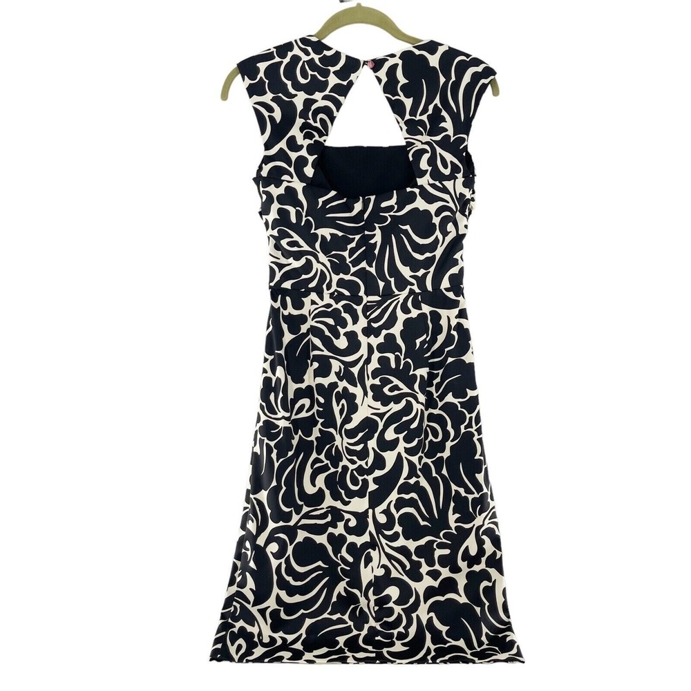 Donna Ricco 2 Black & White Abstract Print Sleeveless Dress Back Cutout‎ Floral